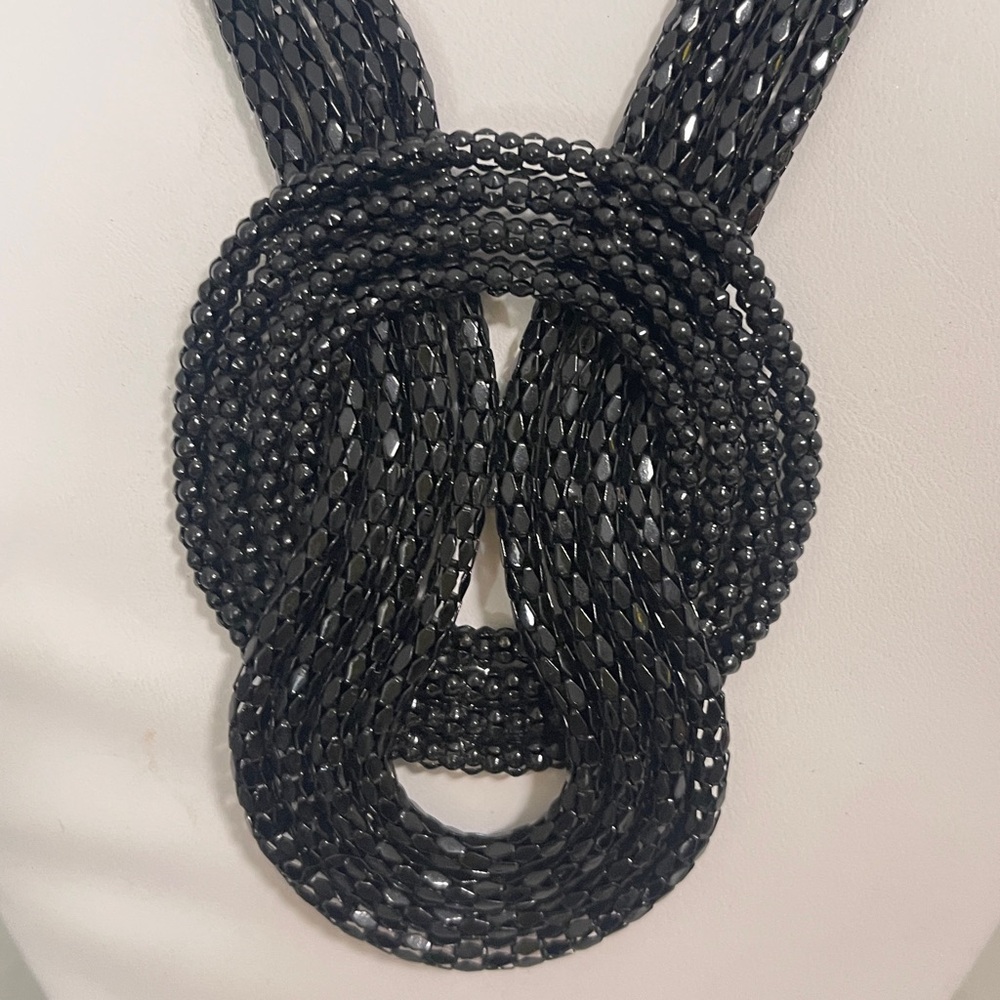 Express Statement Necklace Black Multi Strand Bol… - image 3
